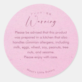 Minimalistische Roze Kraft Script Allergie Waarsch Ronde Sticker