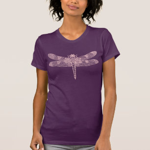 Minimalistische Roze Libel Natuur Grafiek T-shirt