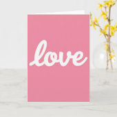 Minimalistische Roze Liefdes Script Kaart (Gele Bloem)