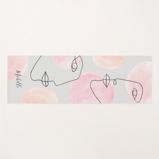 Minimalistische roze lijntrekvlakken Aangepaste na Yogamat (Voorkant (horizontaal))