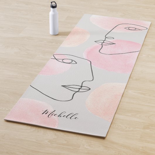 Minimalistische roze lijntrekvlakken Aangepaste na Yogamat (In situ)