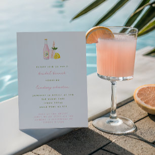 Minimalistische Roze Limonade Bruids Brunch Kaart