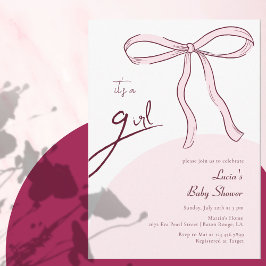 Minimalistische Roze Lint Het Is Een Meisje Baby S Kaart