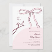 Minimalistische Roze Lint Het Is Een Meisje Baby S Kaart (Voorkant)