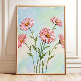 Minimalistische Roze Madeliefjes Abstracte Wandkun Poster