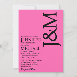 Minimalistische Roze Magenta Fuchsia Trouwkaart Kaart