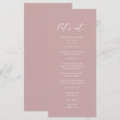Minimalistische Roze Mauve Bruiloft Menu (Voorkant / Achterkant)