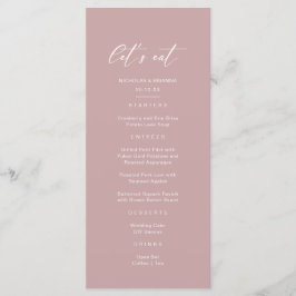 Minimalistische Roze Mauve Bruiloft Menu