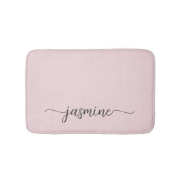 Minimalistische Roze Meisjesnaam Monogram Schrift Badmat