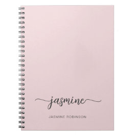 Minimalistische Roze Meisjesnaam Monogram Schrift Notitieboek