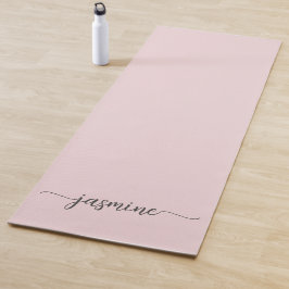 Minimalistische Roze Meisjesnaam Monogram Schrift Yogamat