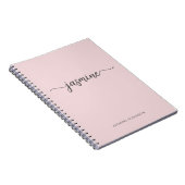 Minimalistische Roze Meisjesnaam Monogram Script N Notitieboek (Rechterzijde)