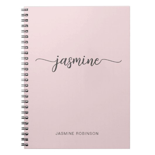 Minimalistische Roze Meisjesnaam Monogram Script N Notitieboek (Voorkant)