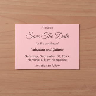 Minimalistische Roze Met Donker Bourgondische Teks Save The Date