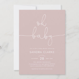 Minimalistische Roze Moderne Baby Shower Uitnodigi Kaart
