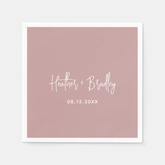 Minimalistische roze moderne bruiloft servet (Voorkant)