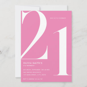 Minimalistische roze moderne chique 21e verjaardag kaart