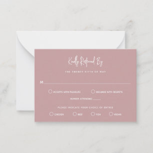 Minimalistische Roze Moderne Mini Huwelijk RSVP Notitiekaartje