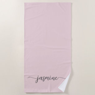 Minimalistische Roze Monogram Naam Grote Script Be Strandlaken