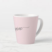 Minimalistische Roze Monogram Naam Handtekening Ro Latte Mok (Rechterhoek)