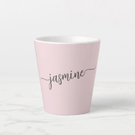 Minimalistische Roze Monogram Naam Handtekening Ro Latte Mok