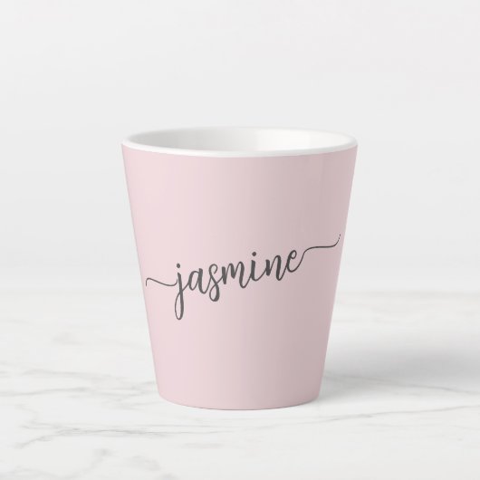 Minimalistische Roze Monogram Naam Handtekening Ro Latte Mok (Voorkant)