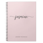 Minimalistische Roze Monogram Naam Script N Notitieboek (Voorkant)