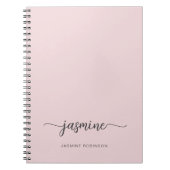 Minimalistische Roze Monogram Naam Script voor Mei Notitieboek (Voorkant)