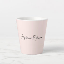Minimalistische Roze Monogram Naam Typografie Lett Latte Mok