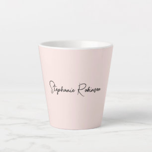 Minimalistische Roze Monogram Naam Typografie Scri Latte Mok