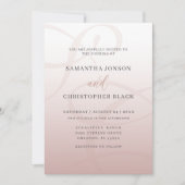 Minimalistische Roze Monogram Script Bruiloft Kaart (Voorkant)