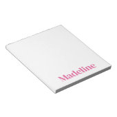 Minimalistische roze naam gepersonaliseerd notitieblok (Schuin)