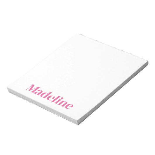 Minimalistische roze naam gepersonaliseerd notitieblok (Linkerzijde)