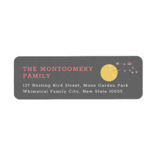 Minimalistische Roze Nestelende Vogels & Familiead Etiket