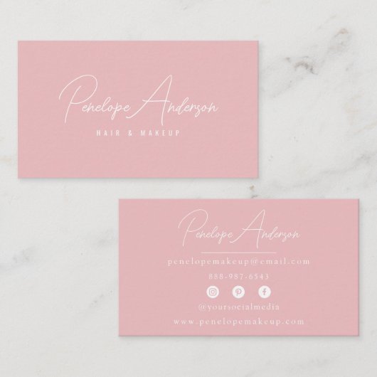 Minimalistische roze neutrale Boho chique moderne  Visitekaartje (Voorkant / Achterkant)