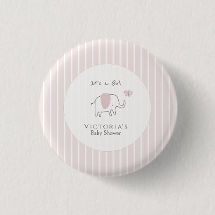 Minimalistische Roze Olifant Baby Shower Ronde Button 3,2 Cm