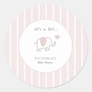 Minimalistische Roze Olifant Baby Shower Ronde Sticker