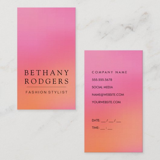 Minimalistische Roze Oranje Blend Visitekaartje (Voorkant / Achterkant)