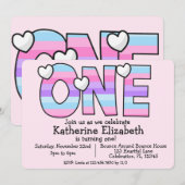 Minimalistische roze Paarse ombre eerste verjaarda Kaart (Voorkant / Achterkant)