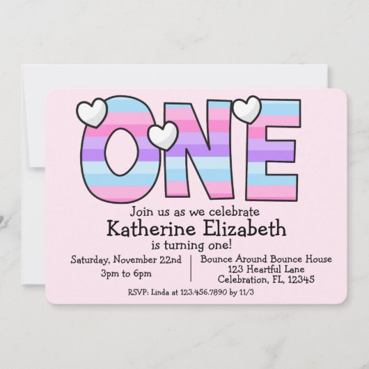 Minimalistische roze Paarse ombre eerste verjaarda Kaart (Voorkant)