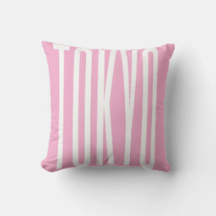 Minimalistische roze pastelkleuren Tokyo typografi Kussen