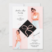 Minimalistische Roze Pet en Bow Afstuderen Foto Kaart (Voorkant)