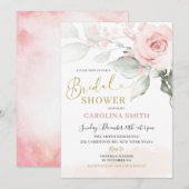 Minimalistische Roze Pioen Bloemachtige Bruidsdouc Kaart (Voorkant / Achterkant)