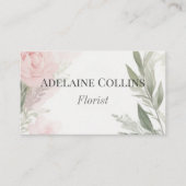 Minimalistische roze pioenrozen Waterverf bloemist Visitekaartje (Voorkant)