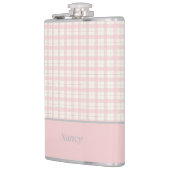 Minimalistische Roze Plaid Aangepaste Naam Heupfles (Links)