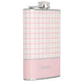 Minimalistische Roze Plaid Aangepaste Naam Heupfles (Rechts)