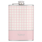 Minimalistische Roze Plaid Aangepaste Naam Heupfles (Voorkant)