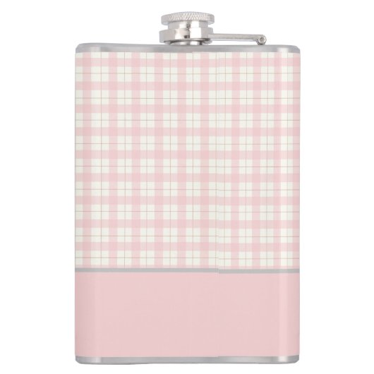 Minimalistische Roze Plaid Aangepaste Naam Heupfles (Achterkant)