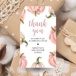 Minimalistische Roze Pompoen Herfst Baby Shower Fa Cadeaulabel