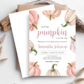 Minimalistische Roze Pompoen Herfst Baby Shower Kaart